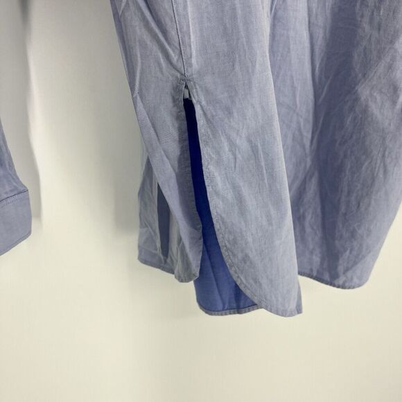 T Alexander Wang Shirt Size Medium Womens Blue Embroidered Logo Button Down Top - Picture 7 of 8